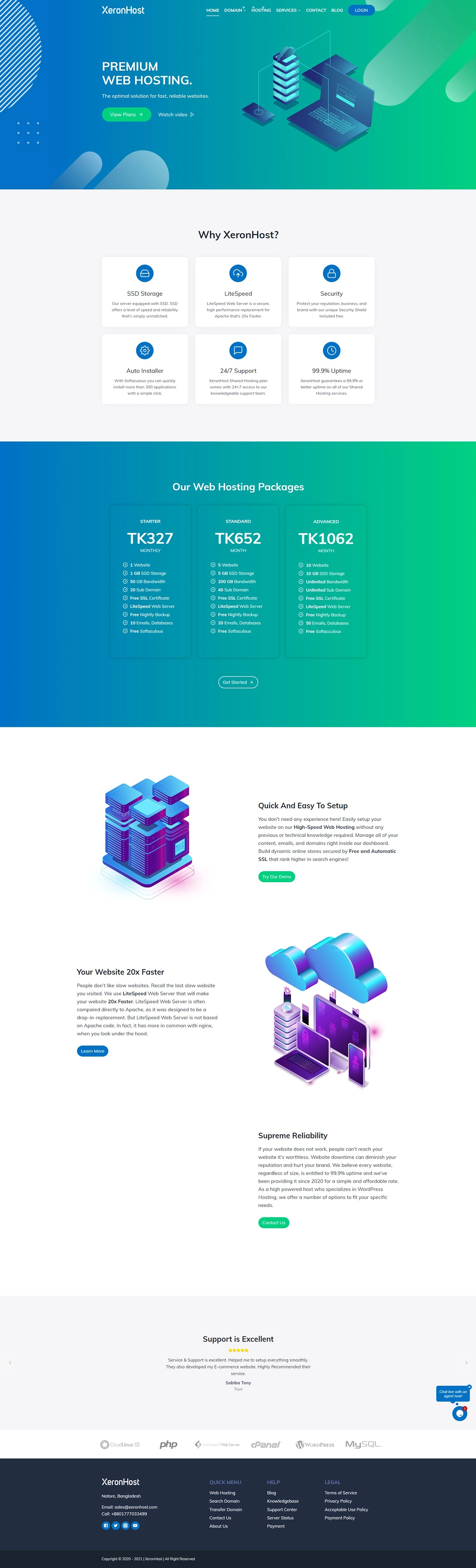 xeronhost website screenshot